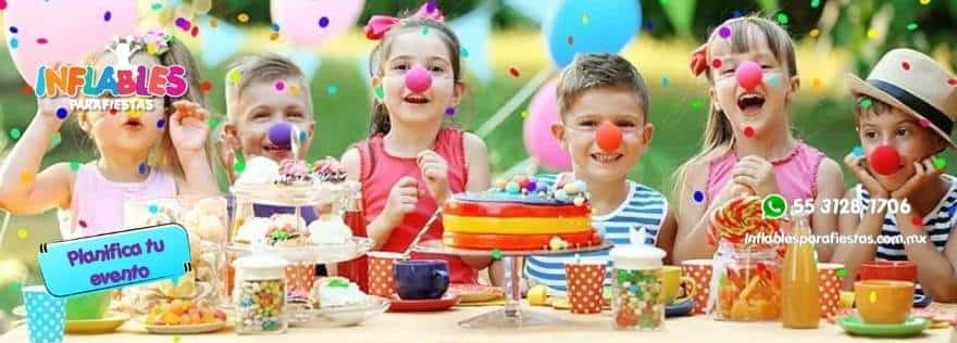 fiesta de cumpleanos arcoiris con inflables para fiestas